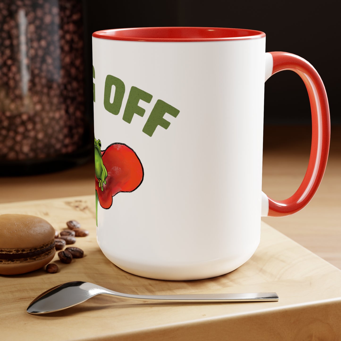 Frog Off Mug with Red Handle 15 oz