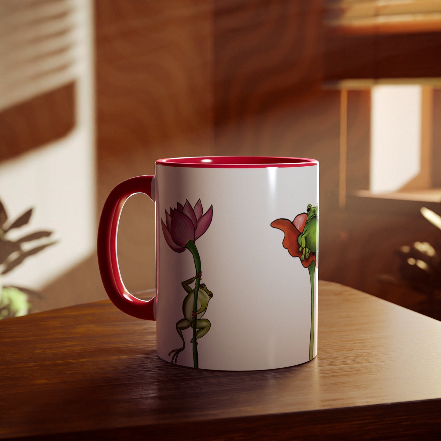 Cute Colorful Frog Accent Mugs, 11oz