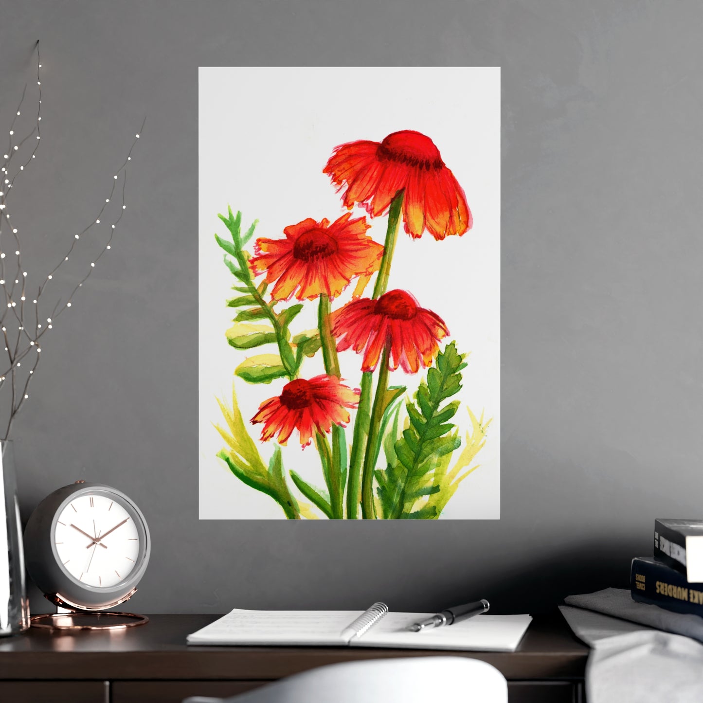 Wildflower Poster, Wall art, poster, wildflowers watercolor painted flowers