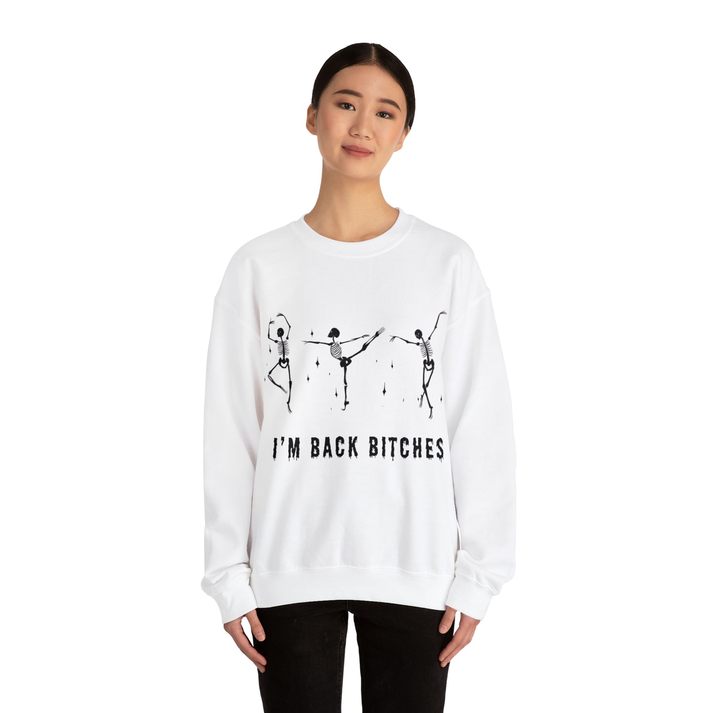 Halloween Crewneck Sweatshirt, Cute Funny Skeleton Dancing Art