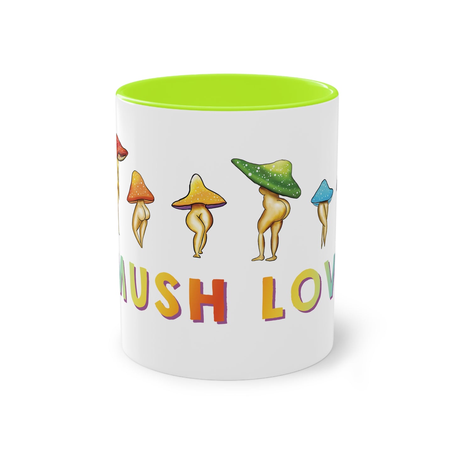 Funny Mushroom booty mug, cute mushroom lover gift idea, funny mushroom pun, cute mush love pun, adorable funny NSFW mushroom lady booty, sexy mushroom mug, accent mug gift