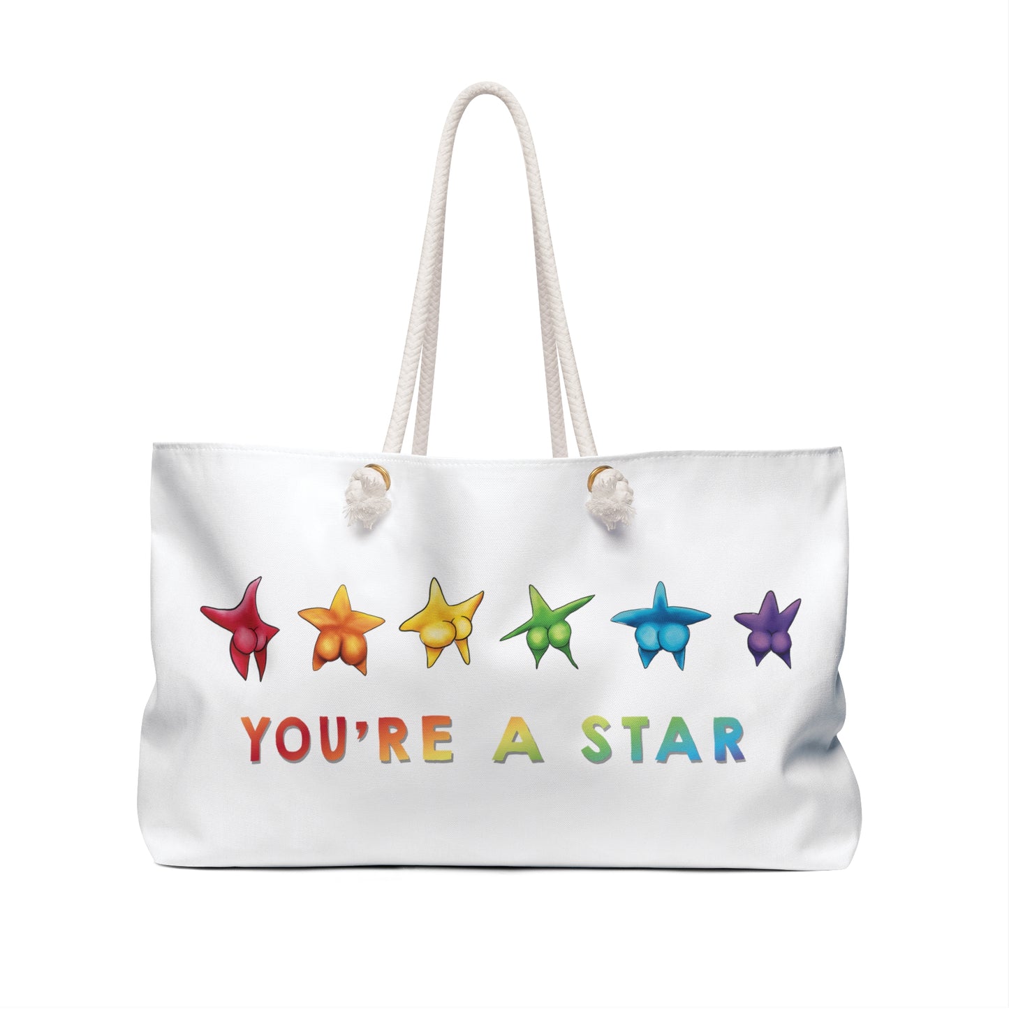 Sexy Sea Star Rainbow Beach Bag Funny Weekender Bag for Beach