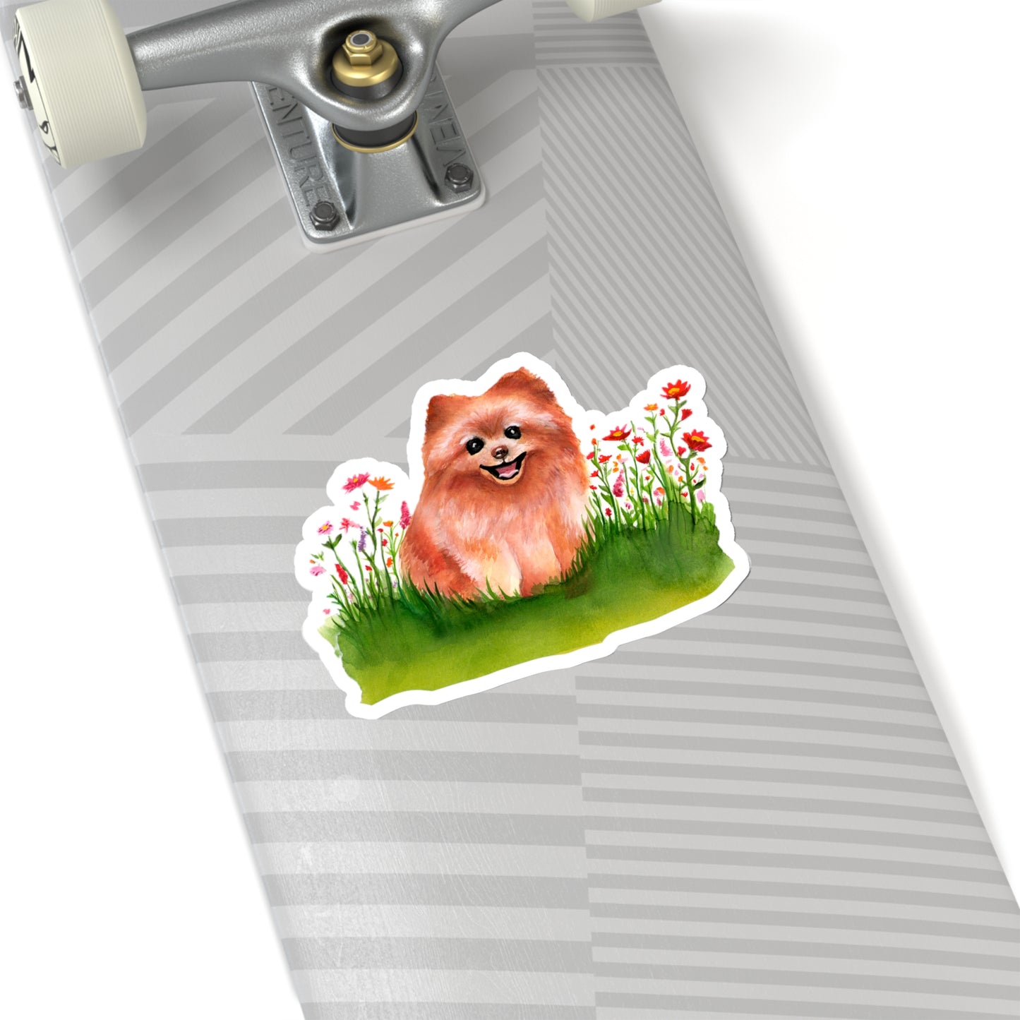 Cute watercolor pomeranian sticker, Cute Pomeranian flowers dog mom cute Sticker, Pomeranian lover cute sticker, water bottle sticker