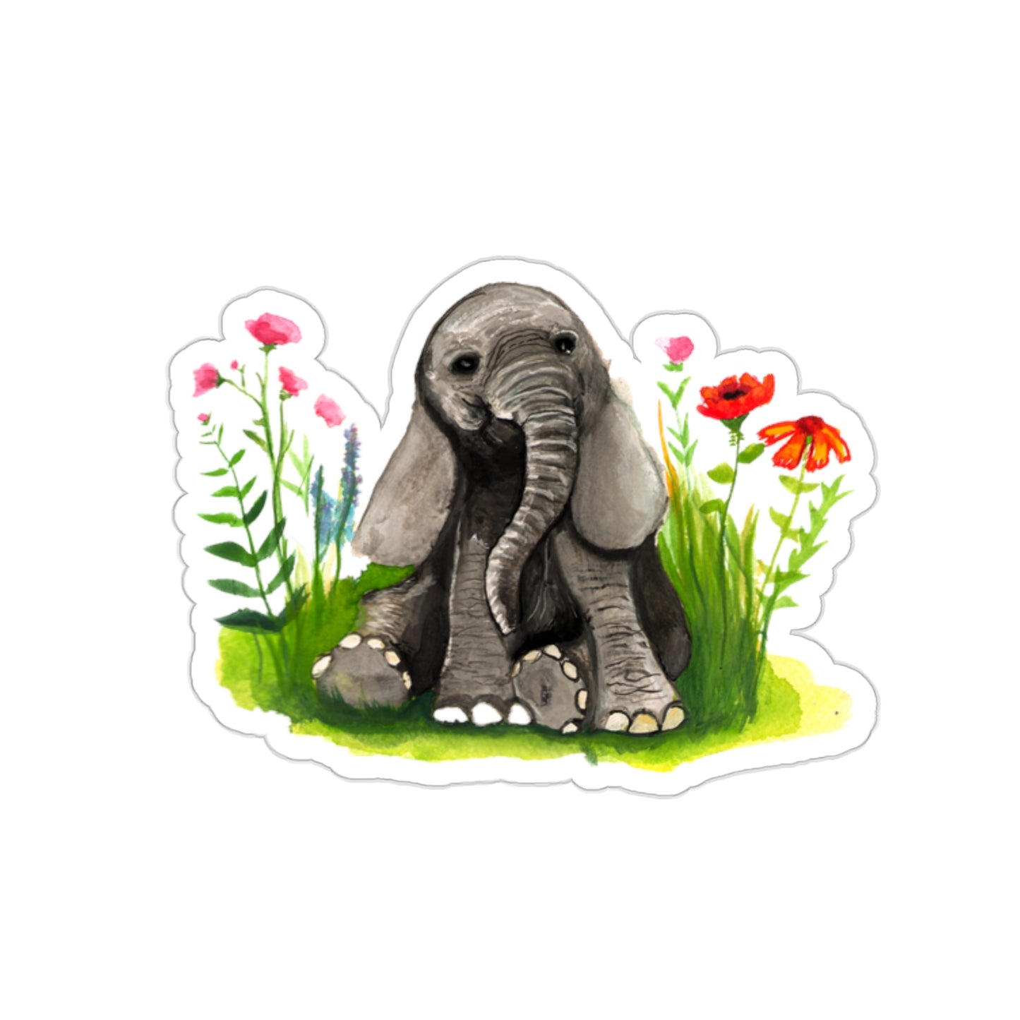 Cute Watercolor Baby Elephant sticker, Vinyl Sticker cute kids arts and craft, water bottle sticker, cute sticker animals