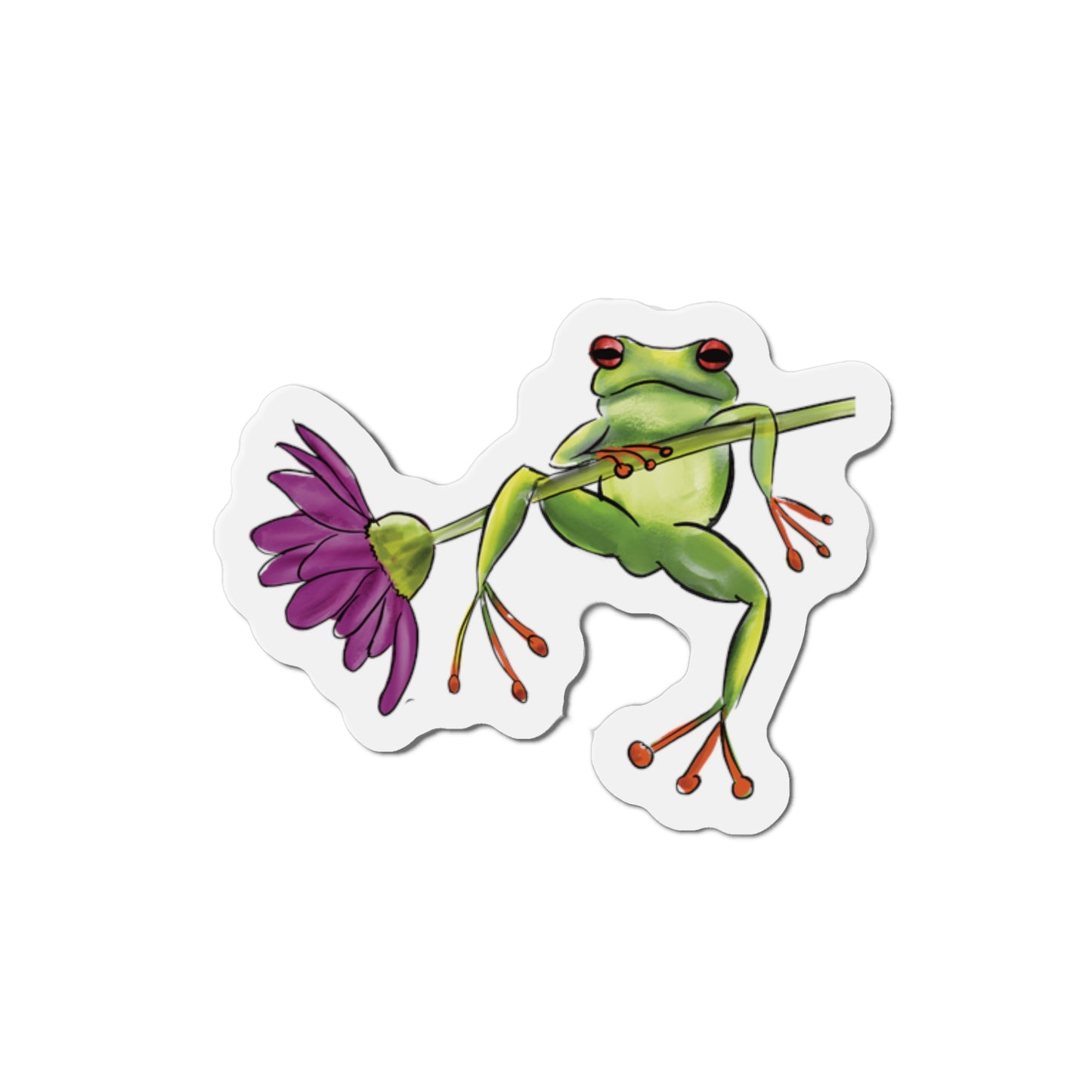 Frog Relaxing on Flower Magnet