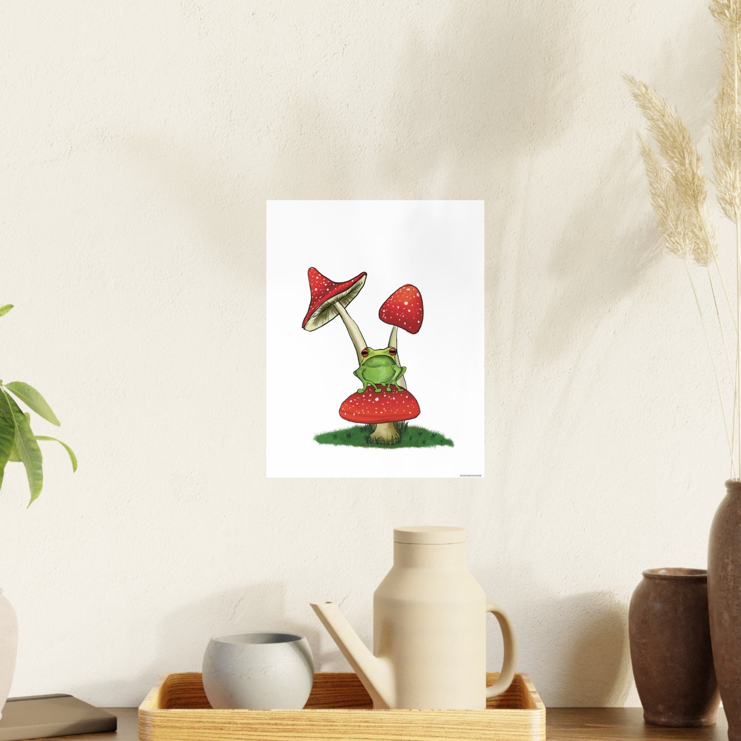 Frog on a Mushroom Art Print