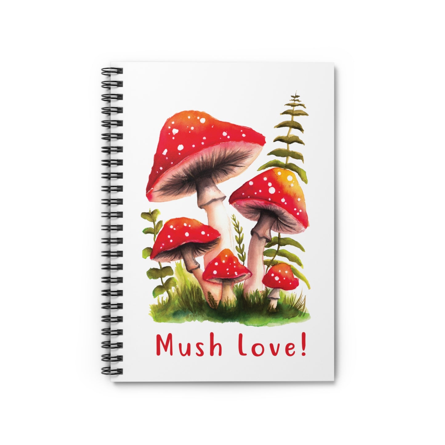 Cute Watercolor Mushroom Mush Love Journal, Cute Journal Mush Love, Funny Mushroom notebook