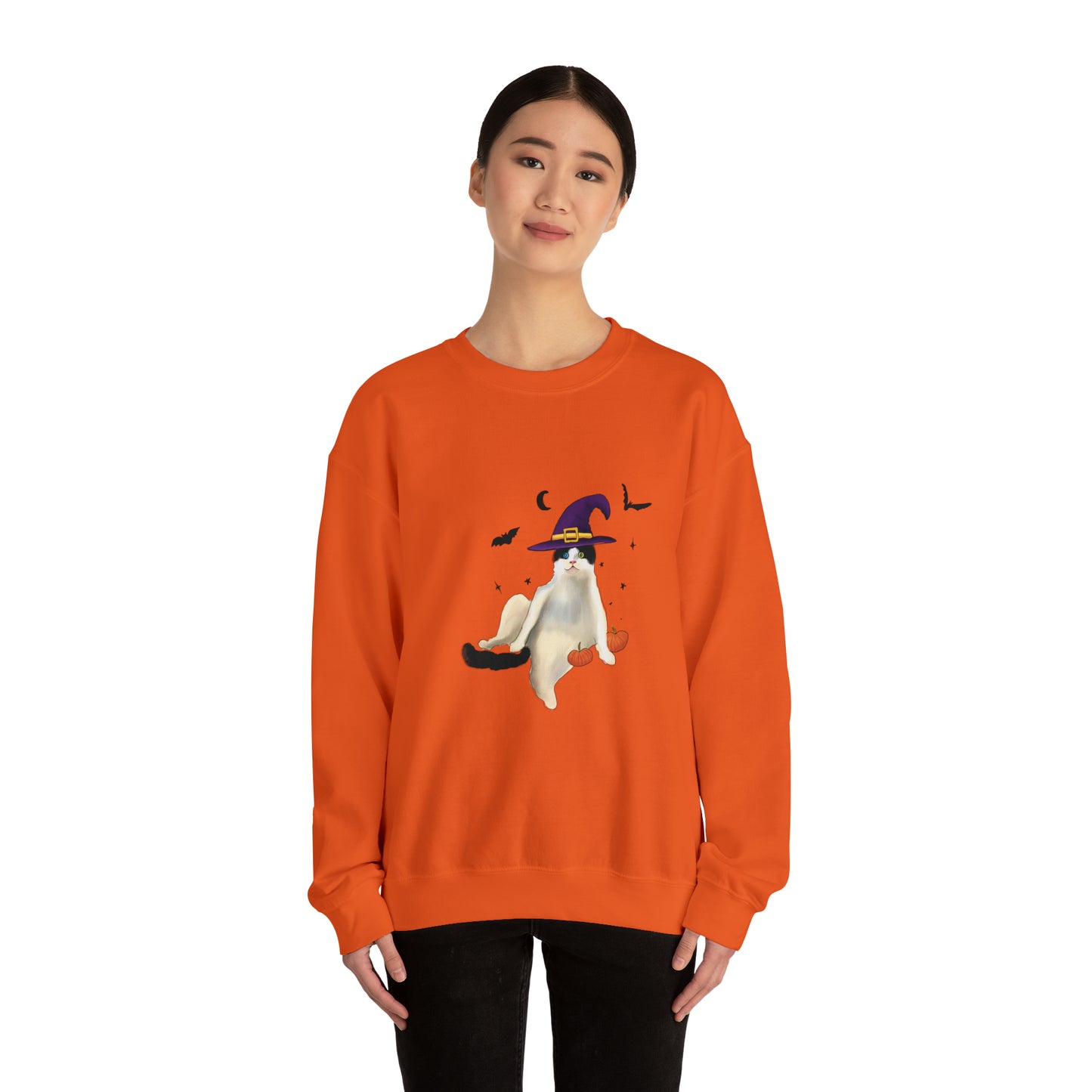 Cute Halloween Crewneck, Cute Cat Halloween Sweathshirt, Halloween Shirt, cute halloween cat crewneck