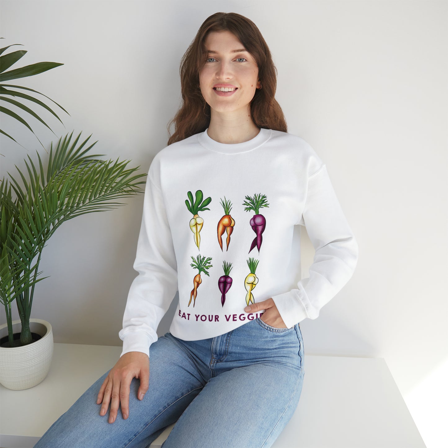 Cute Funny Crewneck Sweatshirt, Funny Sexy Veggie Crewneck, Cute Anime Sexy Carrot Booty, Funny Crewneck