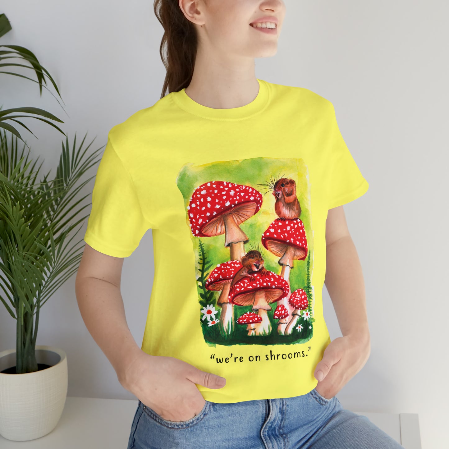 Watercolor Mice and mushrooms T shirt, Cute Funny Graphic T shirt, We're on shrooms T shirt, funny punny shirt cute