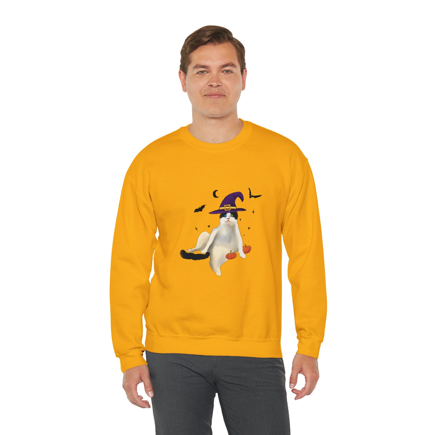 Cute Halloween Crewneck, Cute Cat Halloween Sweathshirt, Halloween Shirt, cute halloween cat crewneck