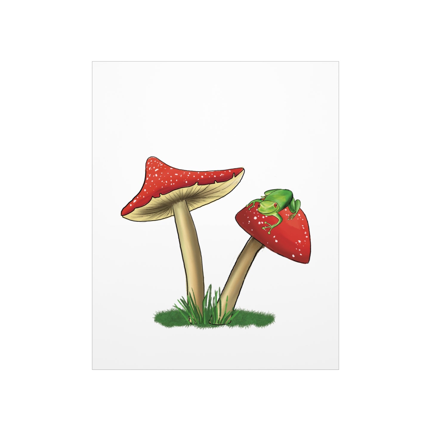 Frog Relaxing on a Mushroom Poster