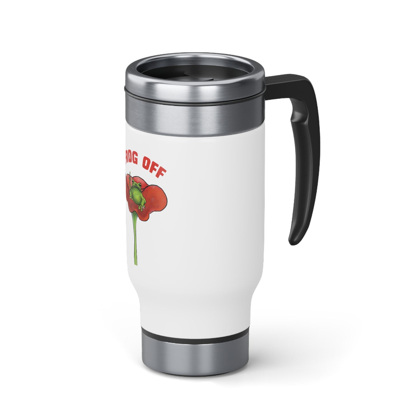 Frog Off Stainless Steel Travel Mug with Handle, 14oz