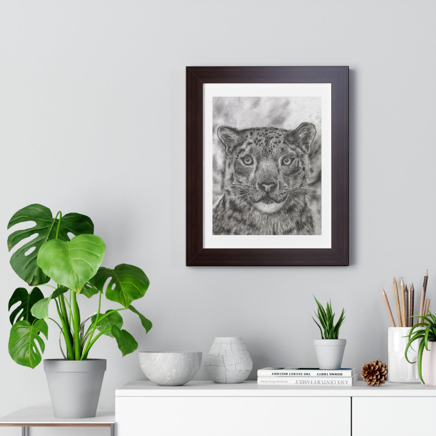 Snow Leopard Drawing Framed Poster