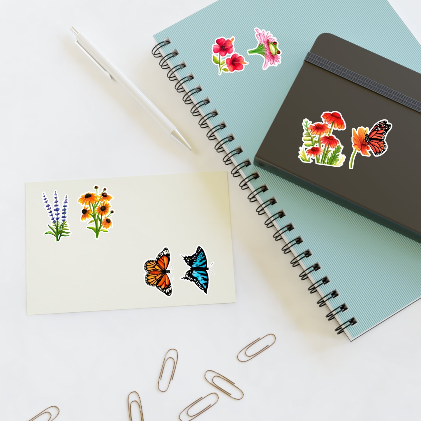 watercolor Wildflowers and Butterflies sticker sheet, watercolor stickers, watercolor flowers, watercolor butterfly stickers, vinyl sticker sheet