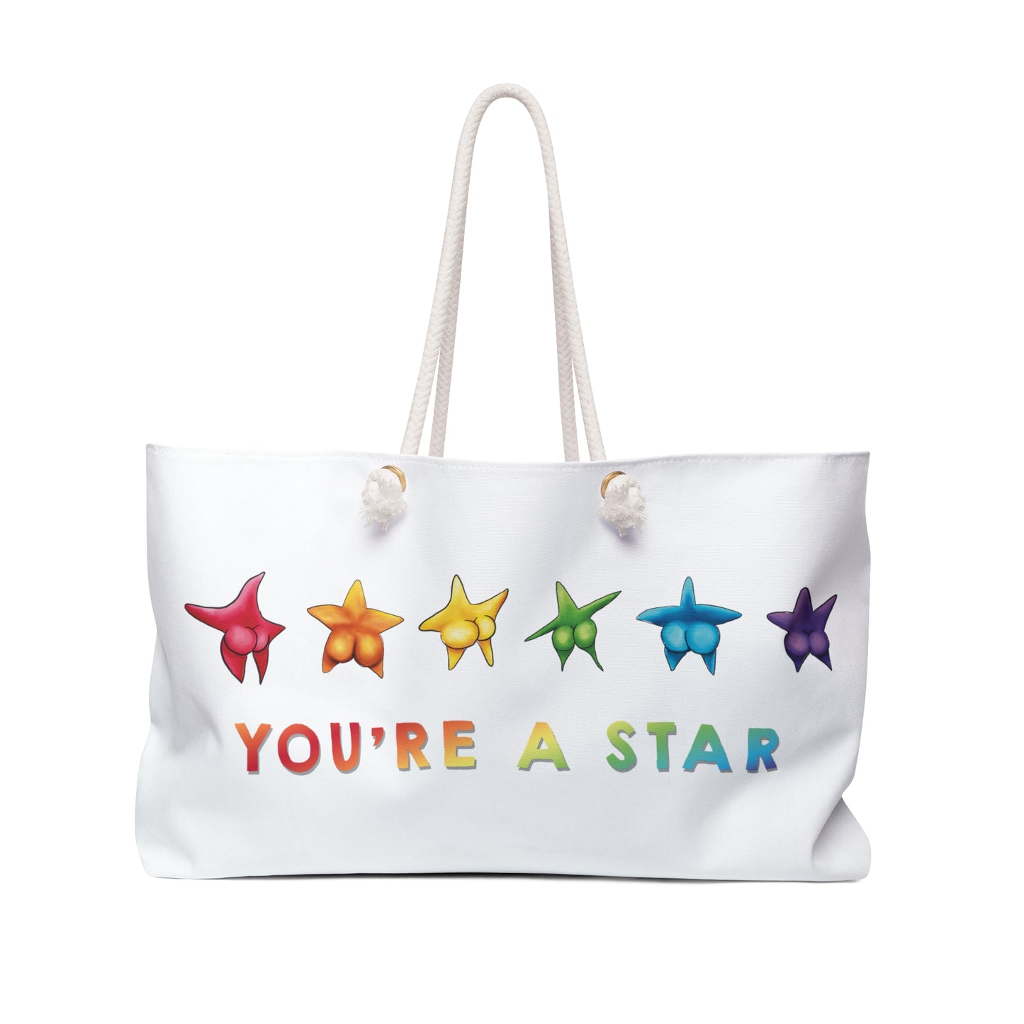 Sexy Sea Star Rainbow Beach Bag Funny Weekender Bag for Beach