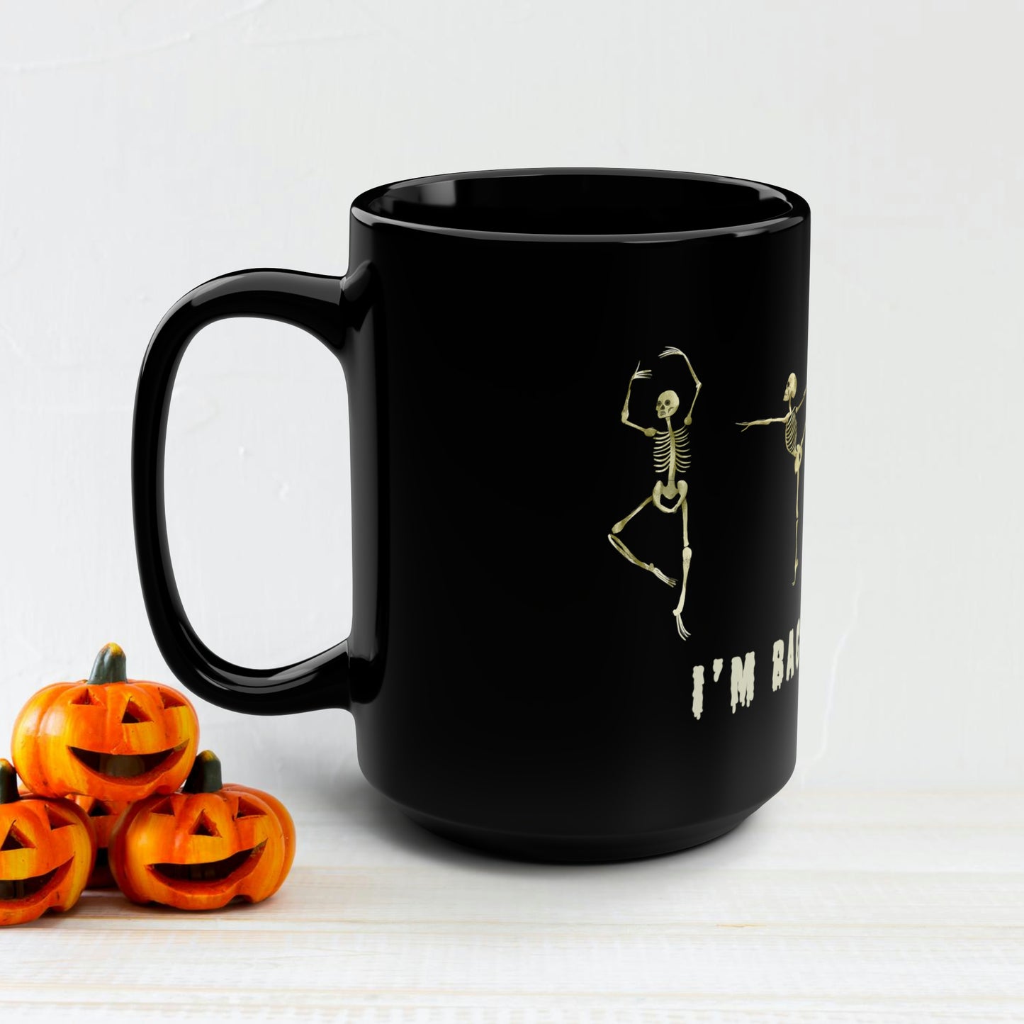 Halloween Mug, Dancing skeletons, cute funny halloween mug, halloween skeleton mug, halloween decor, kitchen halloween decor, cute mug, 15 oz