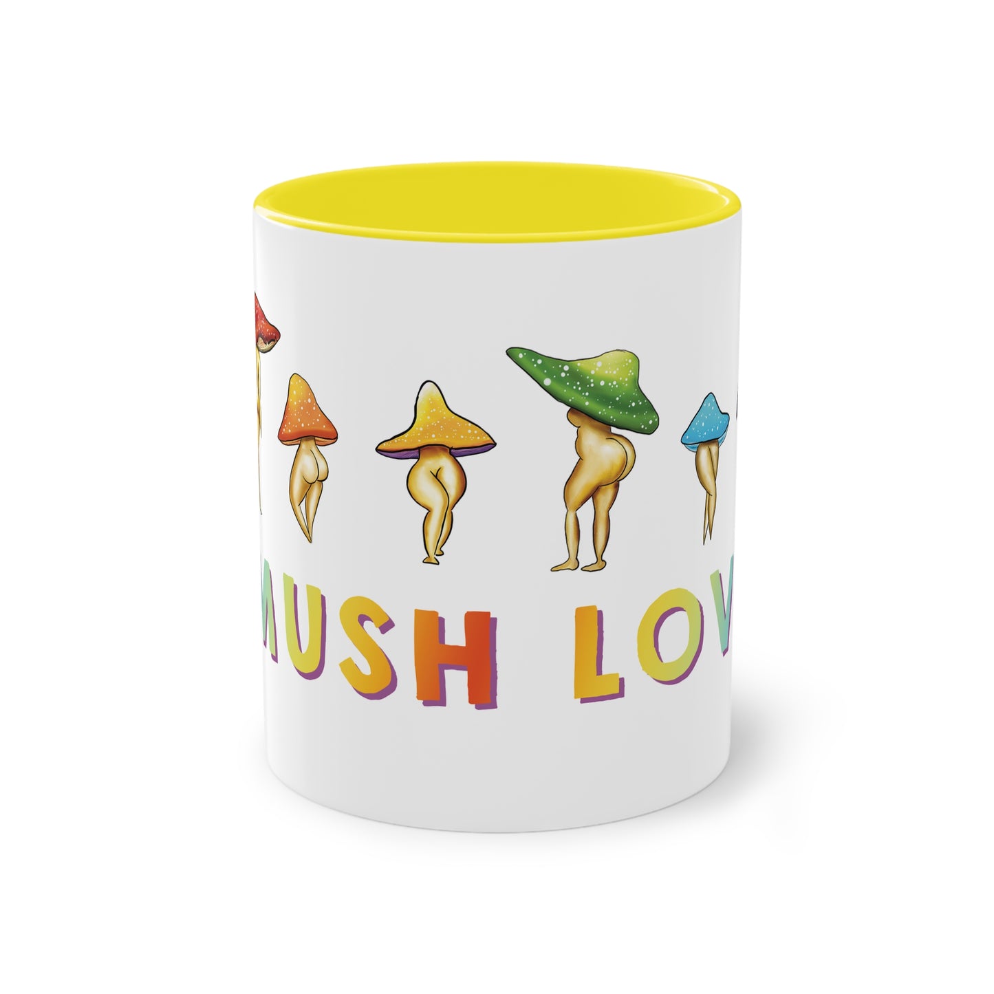 Funny Mushroom booty mug, cute mushroom lover gift idea, funny mushroom pun, cute mush love pun, adorable funny NSFW mushroom lady booty, sexy mushroom mug, accent mug gift