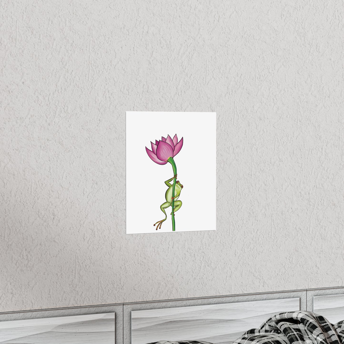 Frog Climbing a Flower Poster