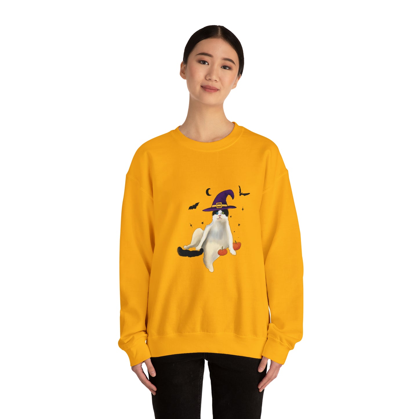 Cute Halloween Crewneck, Cute Cat Halloween Sweathshirt, Halloween Shirt, cute halloween cat crewneck