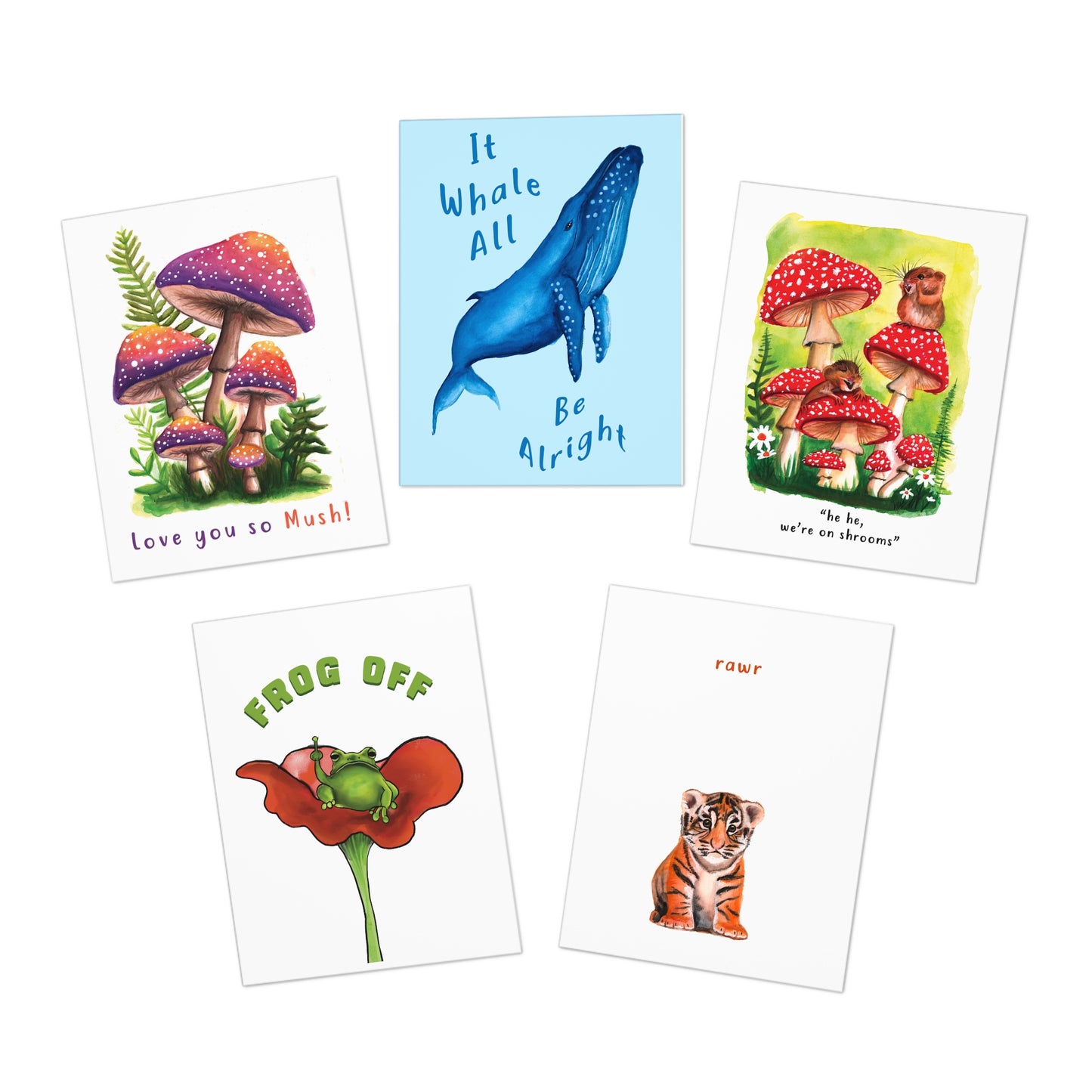 Cute Greeting Card Pack, Multi design pack, cute greeting cards for animal lovers, funny cute cards