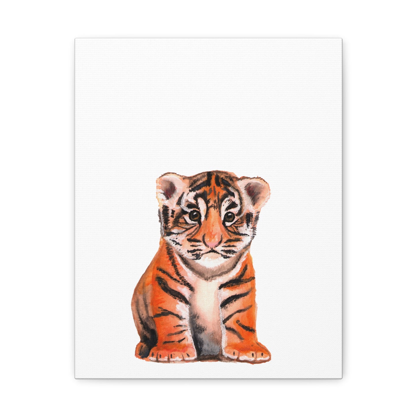 Cute Tiger Cub Gallery Canvas Wrap, Watercolor tiger cub, nursery room art, cute baby shower gift, new mom gift, cute baby tiger wall art, kids room art