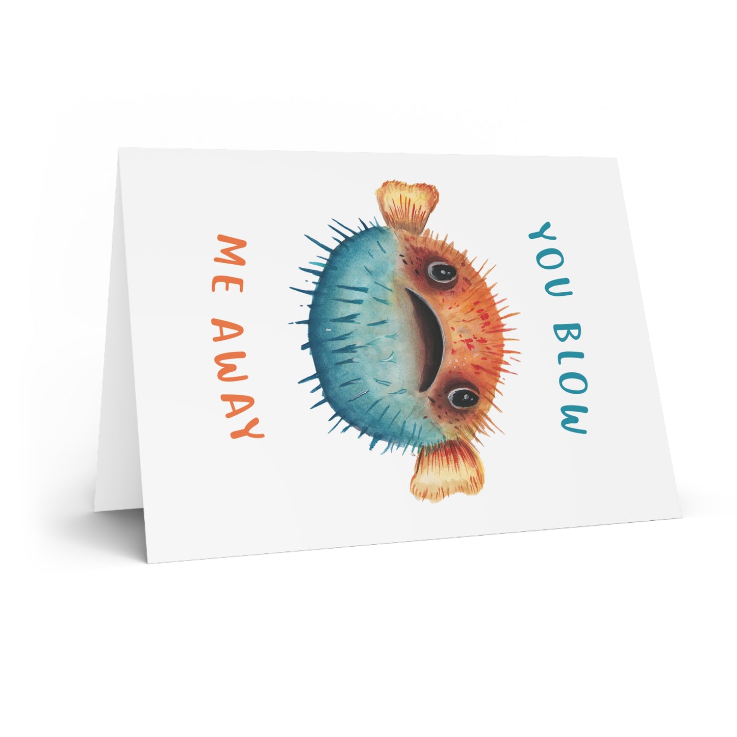 Cute Pufferfish Greeting Card, You Blow Me away, Blowfish cute fish, Gift Card, Congratulations Card