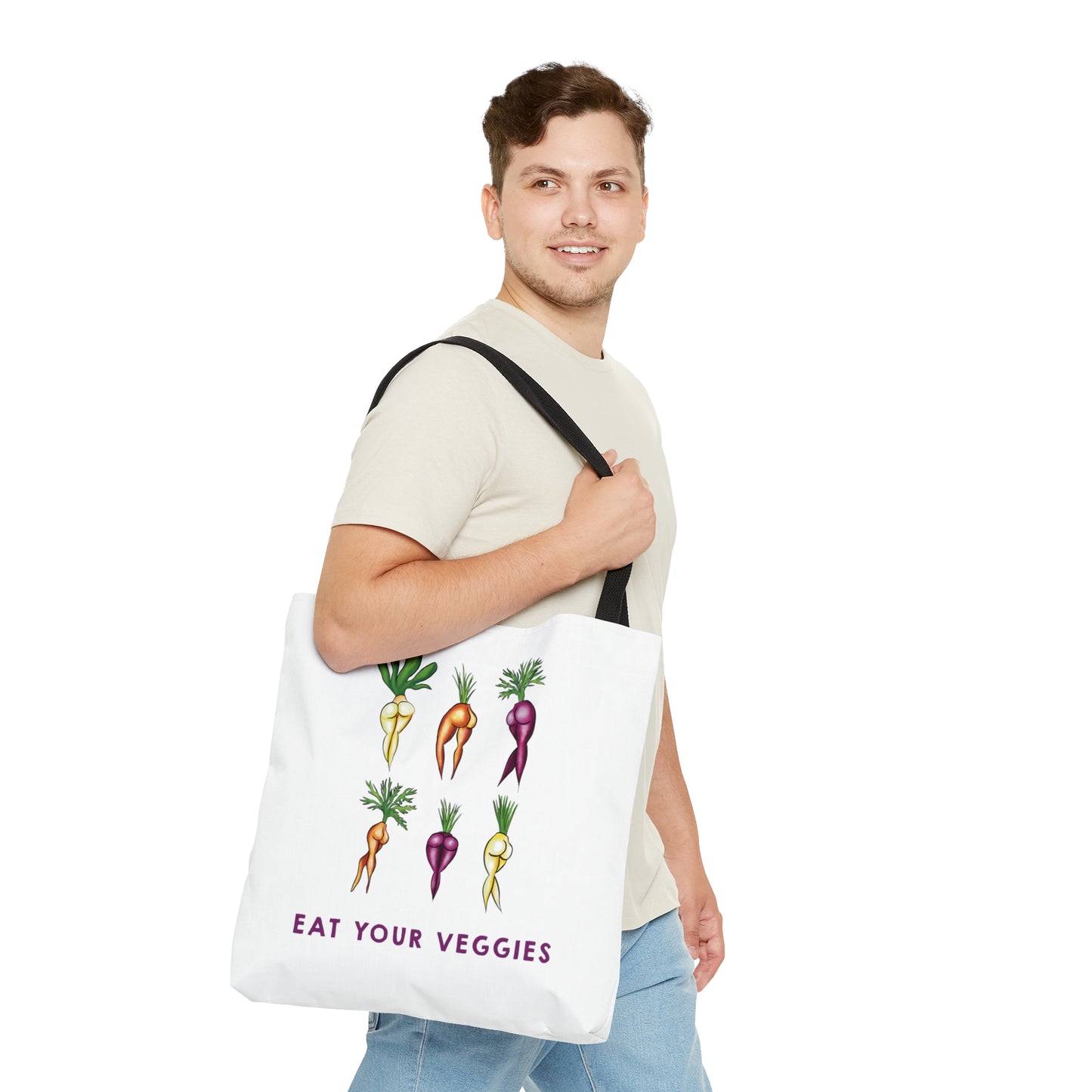 Eat Your Veggies Grocery Canvas Tote Bag, Cute Funny Farmer's Market grocery bag, sexy vegetables