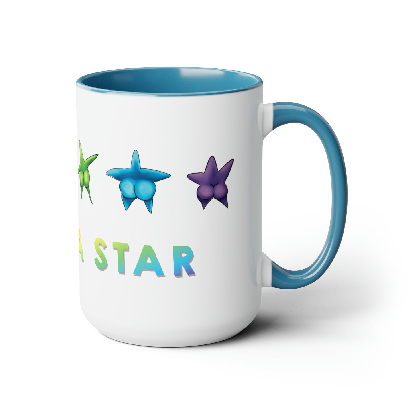 Cute Funny Rainbow Starfish Mug, 15 oz