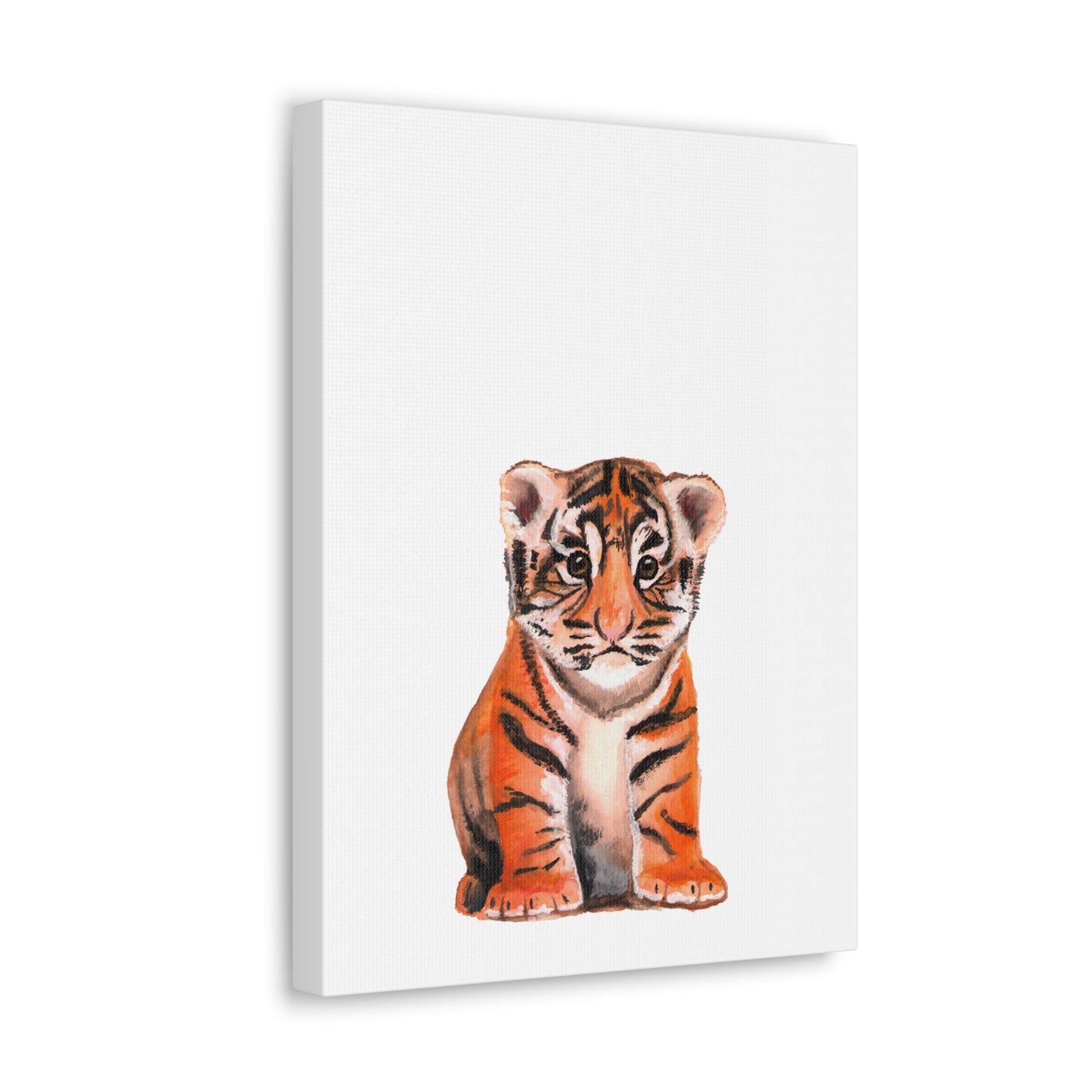 Cute Tiger Cub Gallery Canvas Wrap, Watercolor tiger cub, nursery room art, cute baby shower gift, new mom gift, cute baby tiger wall art, kids room art