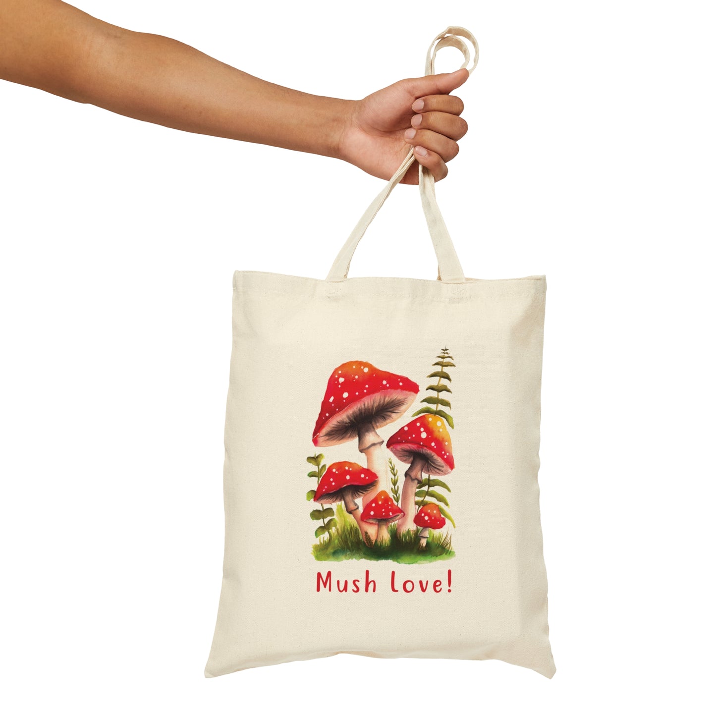 Red Watercolor Mushroom Tote bag, Cute Adorable Mushroom Tote bag Watercolor, Cute Mushroom Lover Tote bag