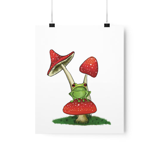 Frog on a Mushroom Art Print