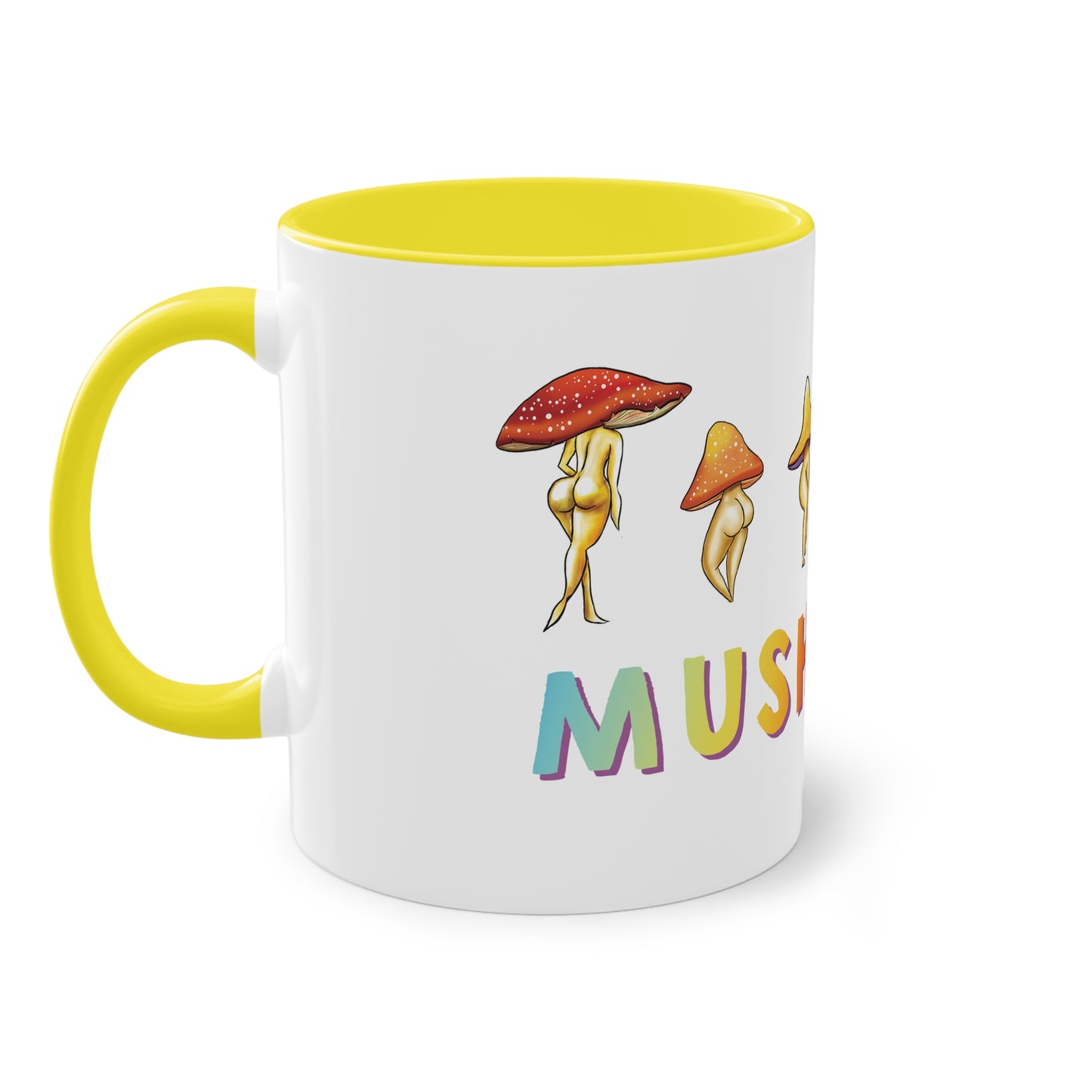 Funny Mushroom booty mug, cute mushroom lover gift idea, funny mushroom pun, cute mush love pun, adorable funny NSFW mushroom lady booty, sexy mushroom mug, accent mug gift