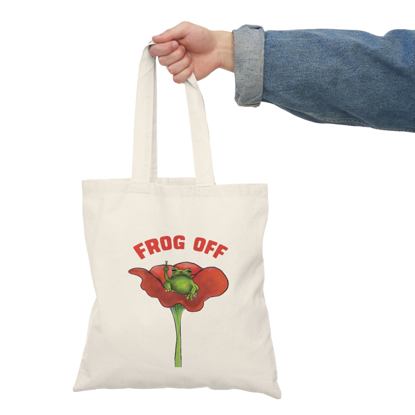 Cute Frog Off Canvas Tote Bag