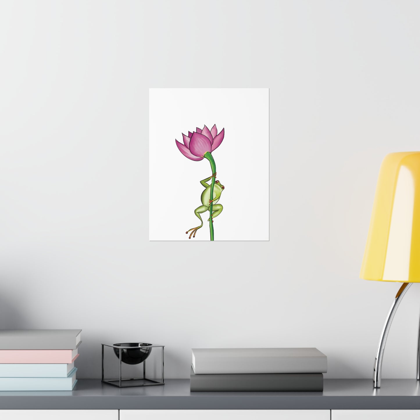 Frog Climbing a Flower Poster