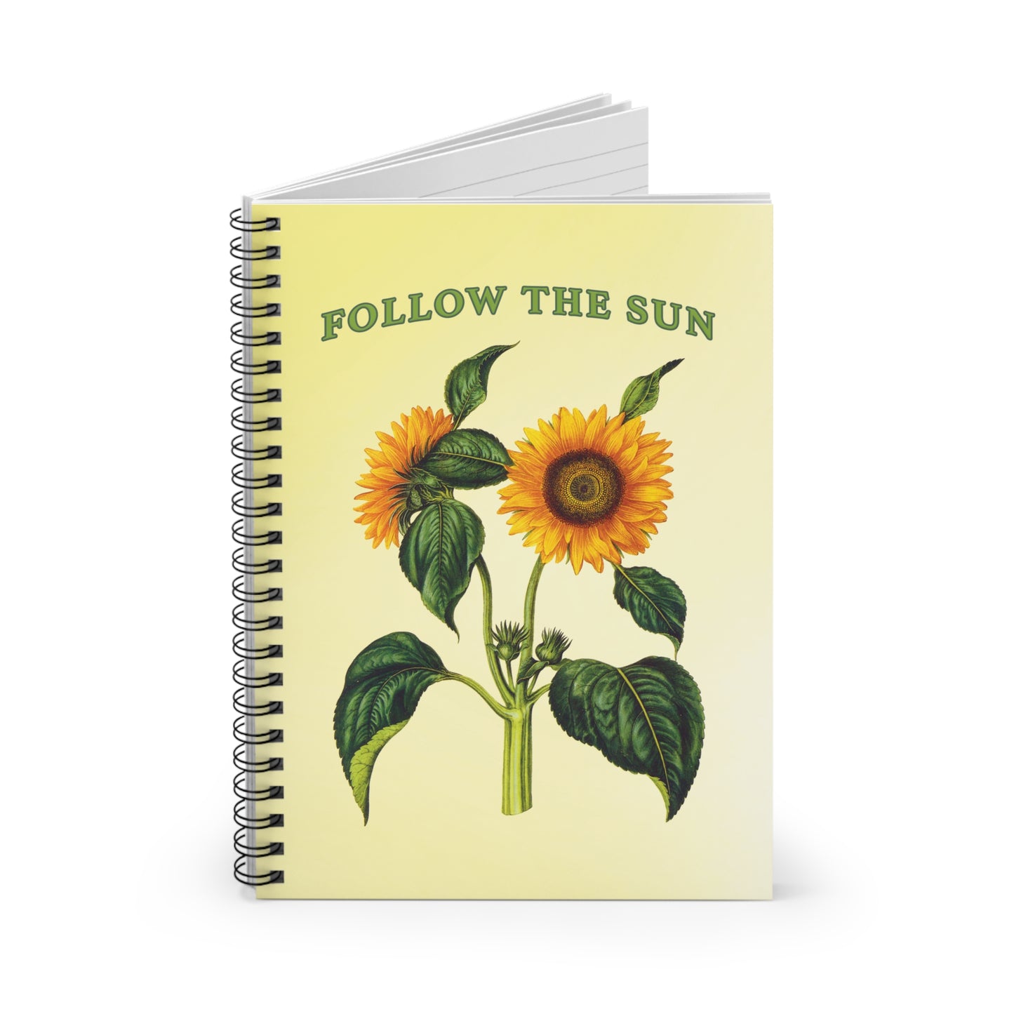 Follow the sun sunflower journal, gratitude journal cute pretty flower lover journal