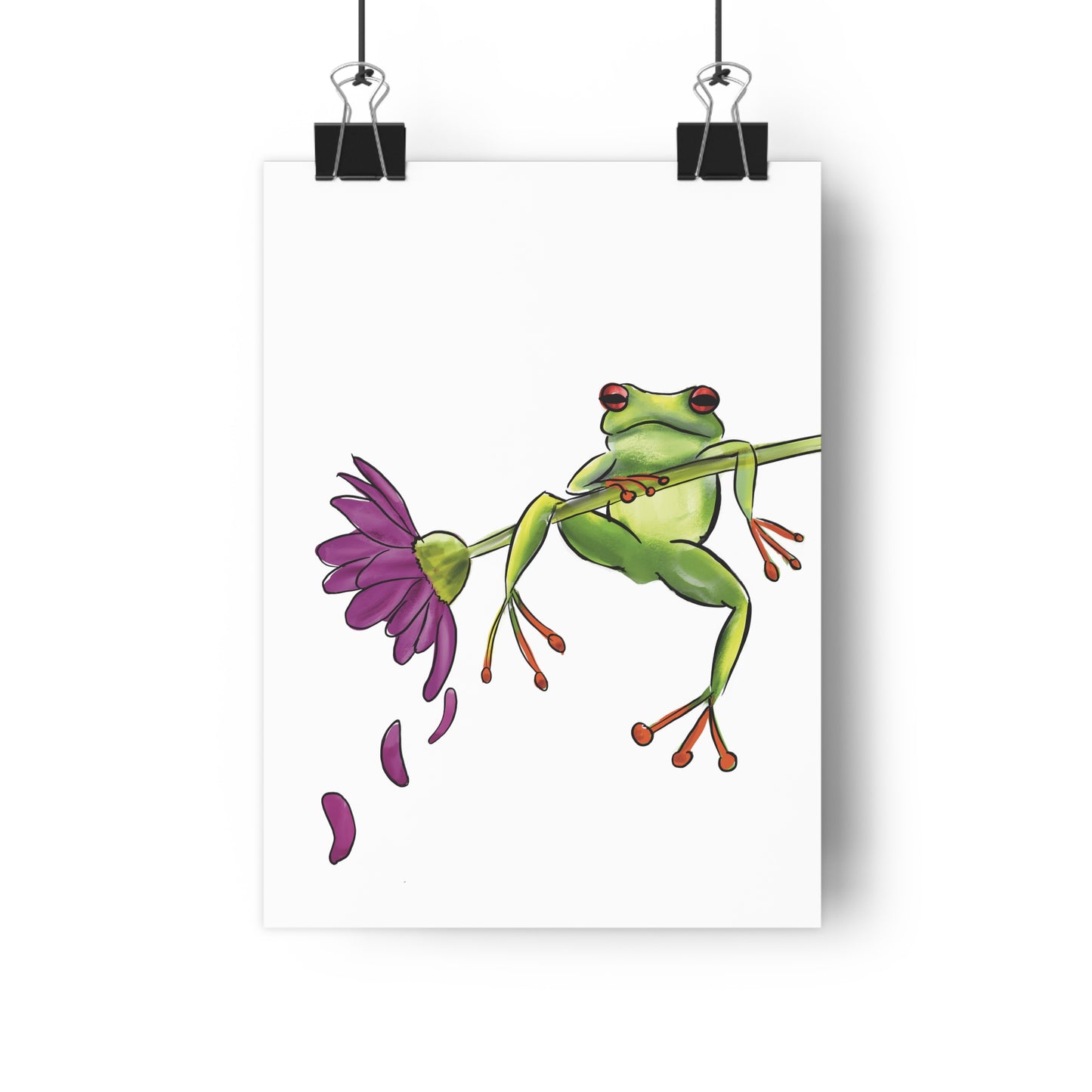 Cute Frog on Flower Art Print