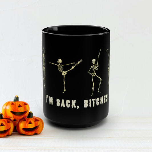 Halloween Mug, Dancing skeletons, cute funny halloween mug, halloween skeleton mug, halloween decor, kitchen halloween decor, cute mug, 15 oz