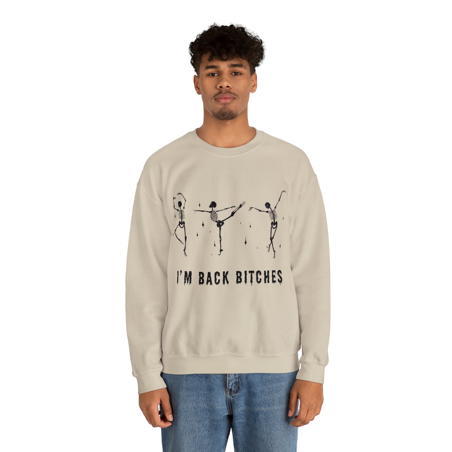 Halloween Crewneck Sweatshirt, Cute Funny Skeleton Dancing Art