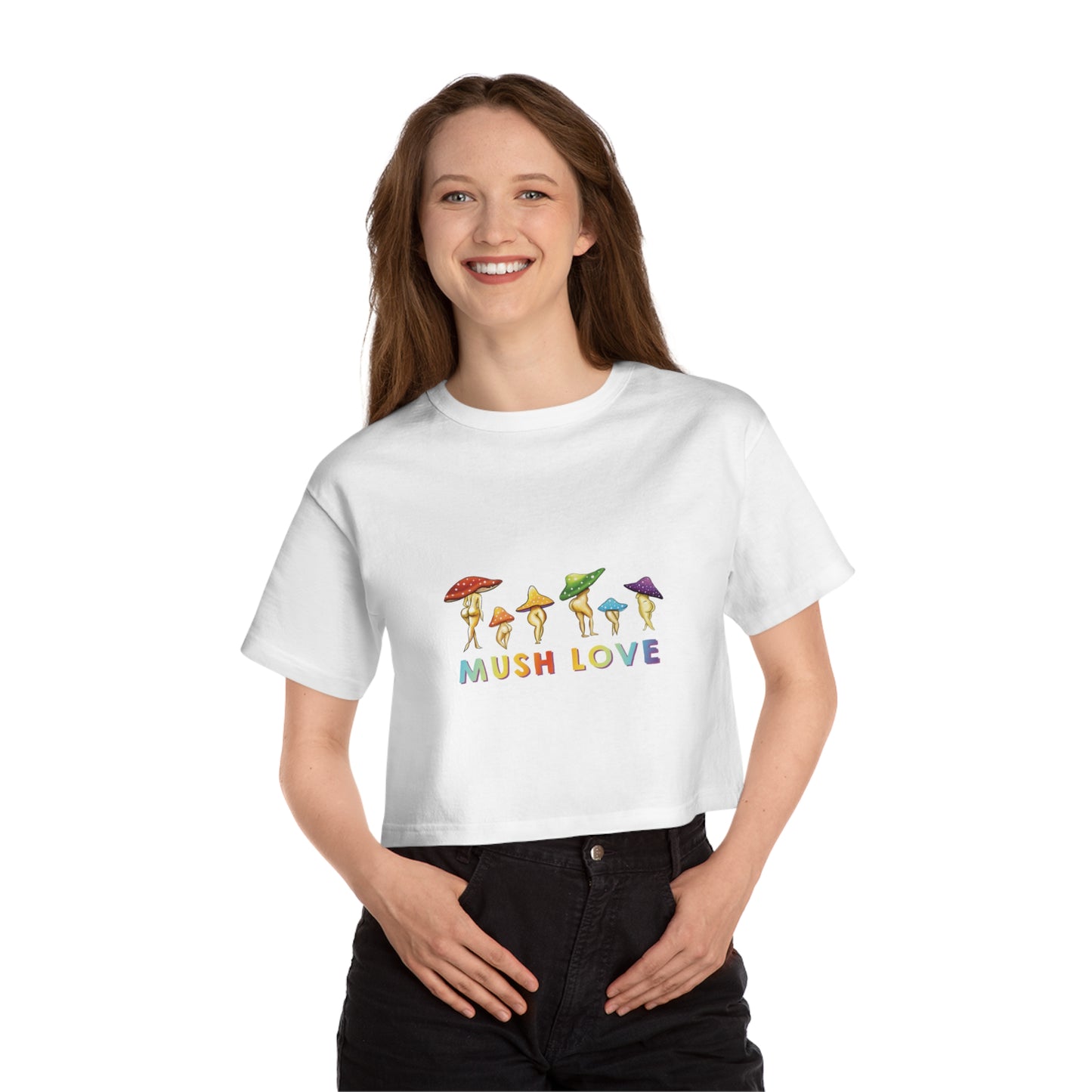 Mush Love Mushroom Cropped T Shirt