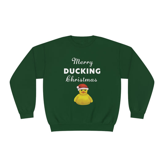 Funny Christmas Pun Duck Sweatshirt, Holiday Decor, cute funny holiday christmas sweatshirt, cute Merry Ducking Christmas Sweatshirt gift