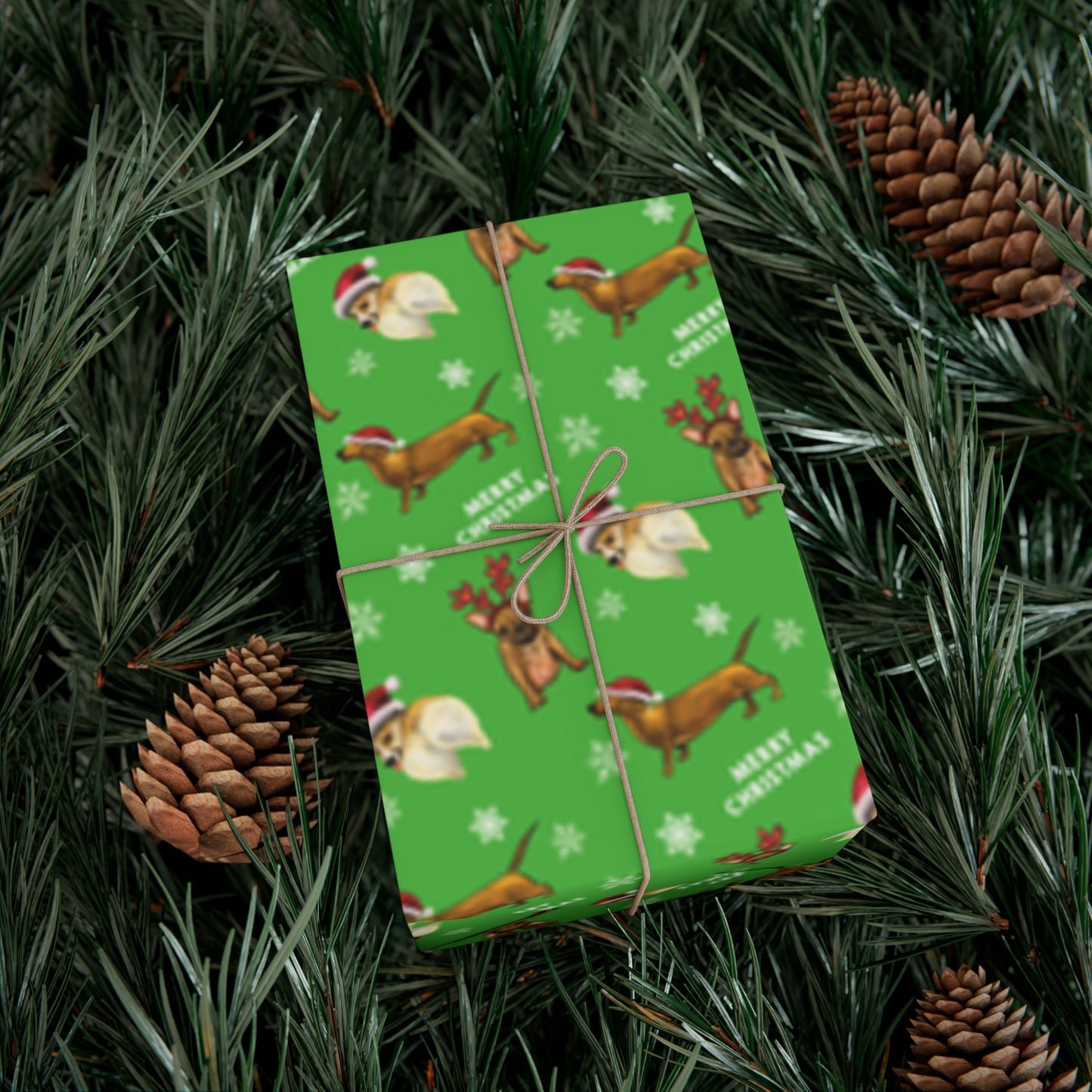 Cute funny dog christmas wrapping paper, funny dog christmas holiday gift wrap paper, cute dog in costume, christmas dog antlers cute