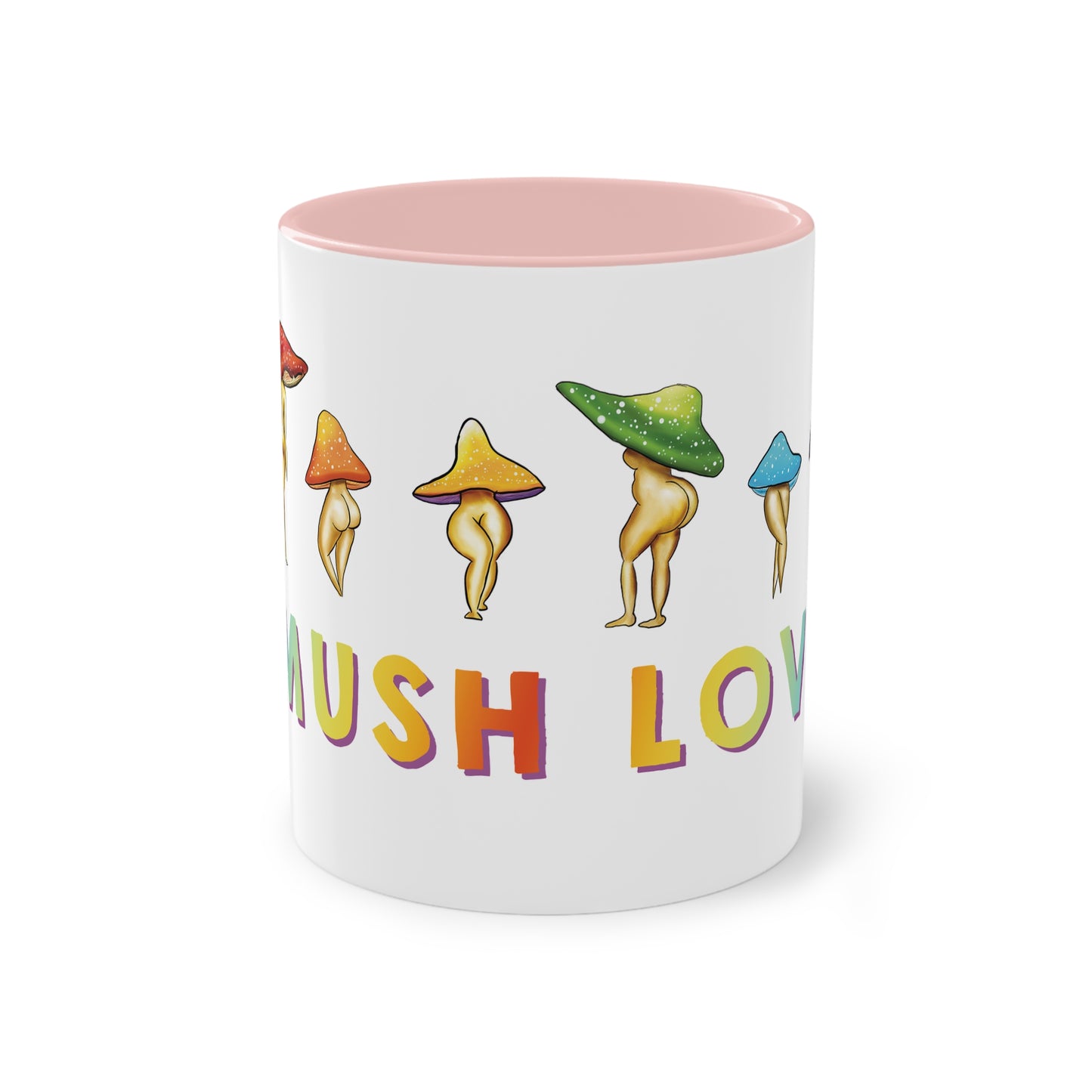 Funny Mushroom booty mug, cute mushroom lover gift idea, funny mushroom pun, cute mush love pun, adorable funny NSFW mushroom lady booty, sexy mushroom mug, accent mug gift