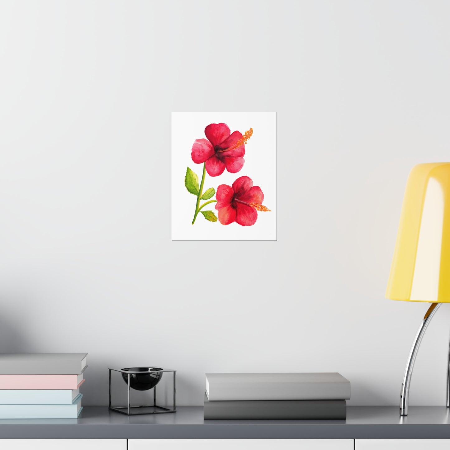 Watercolor Hibiscus Flowers Art Print, Pretty Watercolor flower Poster, Art Print hibiscus flower, pretty hibiscus flower art print