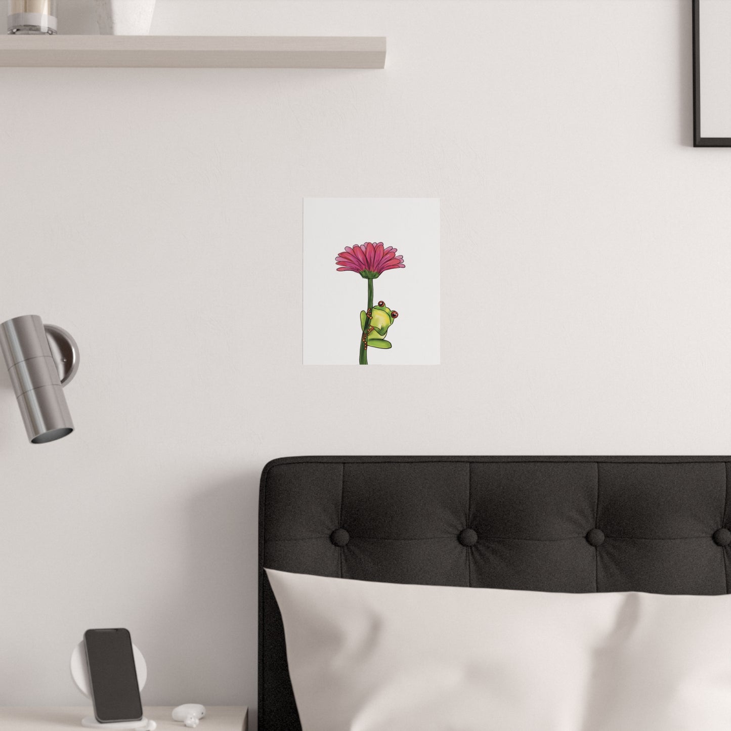 Frog on a Flower Illustration Poster