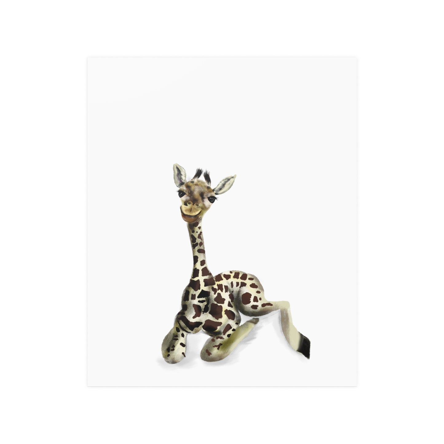 Baby Giraffe Satin Art Poster