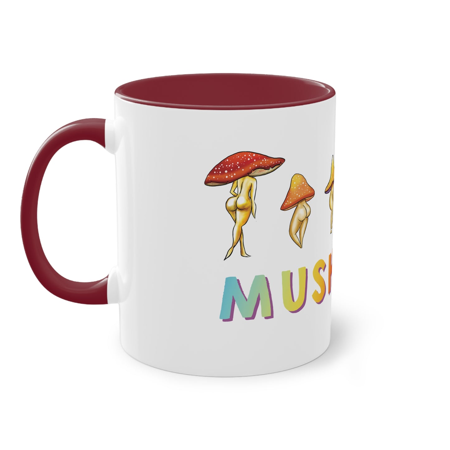 Funny Mushroom booty mug, cute mushroom lover gift idea, funny mushroom pun, cute mush love pun, adorable funny NSFW mushroom lady booty, sexy mushroom mug, accent mug gift