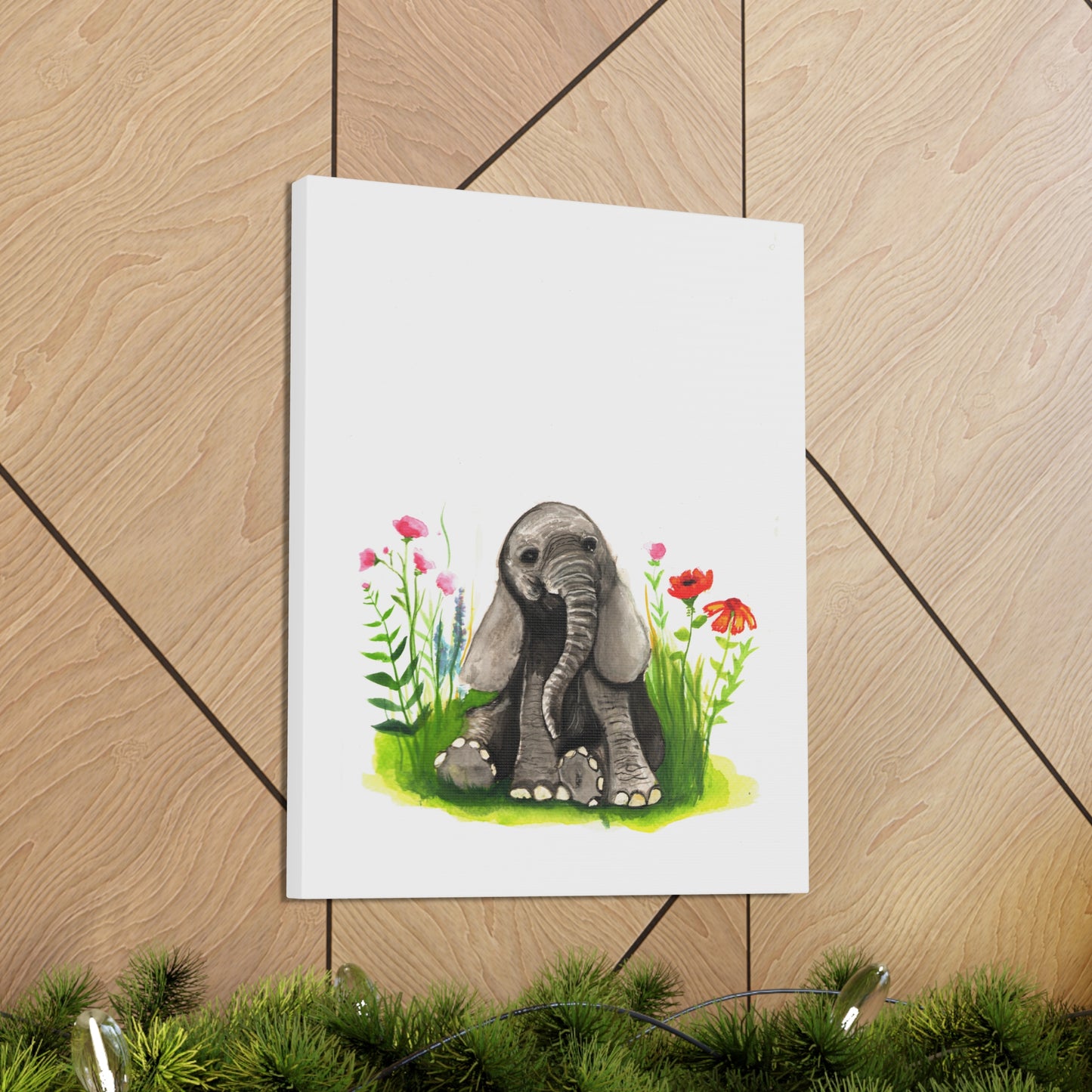 Cute Watercolor Baby Elephant in Flowers, Nursery Wall art, safari animal prints, cute baby animals, kids wall art, animal lover