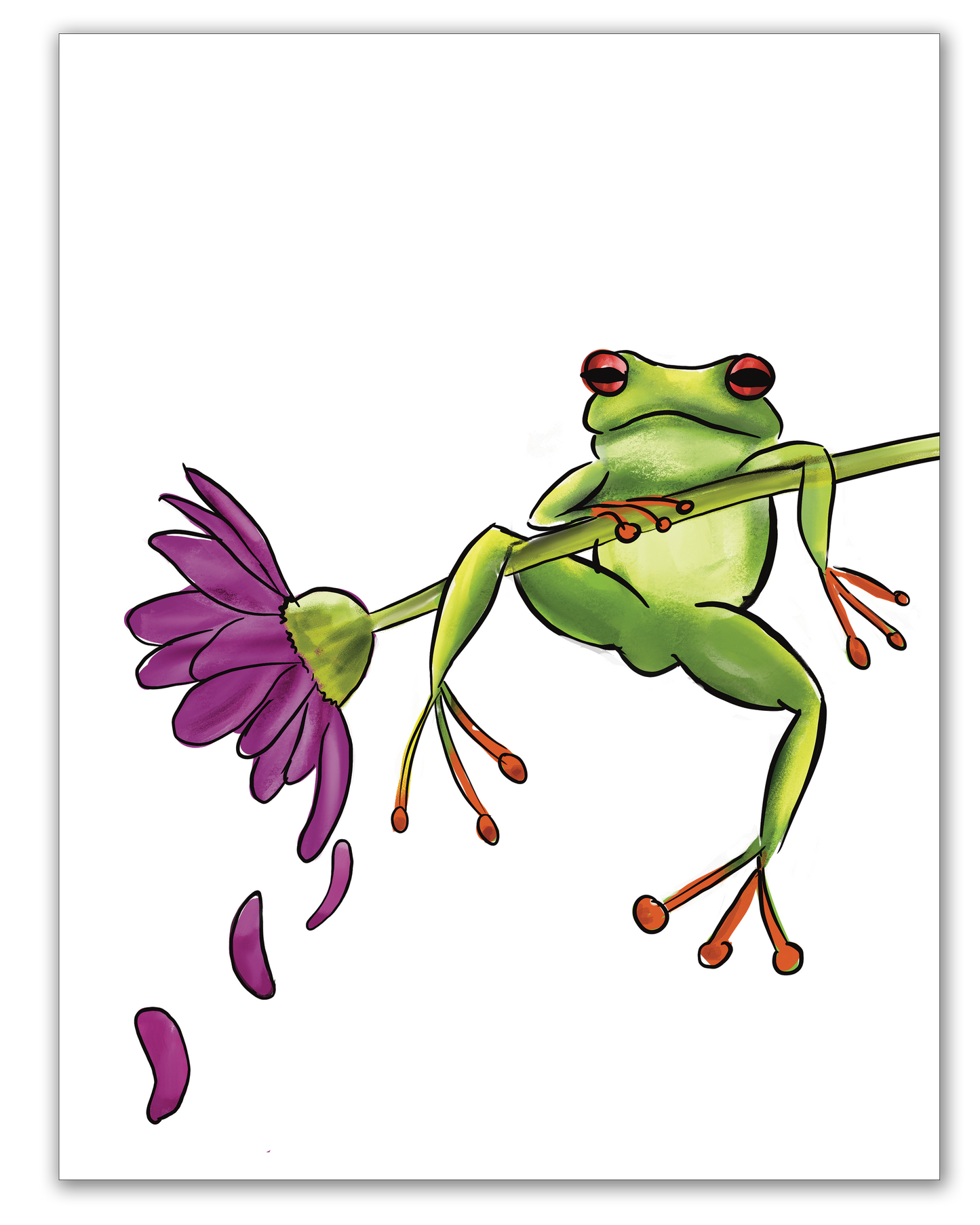 Cute Frog on Flower Art Print