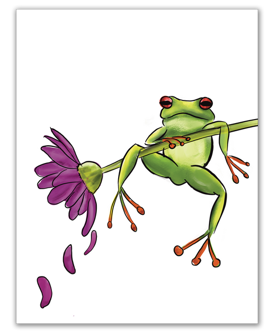 Cute Frog on Flower Art Print